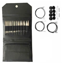 LYKKE 5" Interchangeable Knitting Needle Set - Black Faux Leather -Alexandro Shop LYK 24318b 53977.1552777219