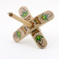 Galina Hand Painted Turkish Spindle - Green Yellow Flower